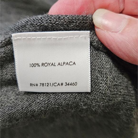 Eileen Fisher Cardigan Royal Alpaca Gray Inverted Pleat Open Waterfall Medium - Picture 7 of 7